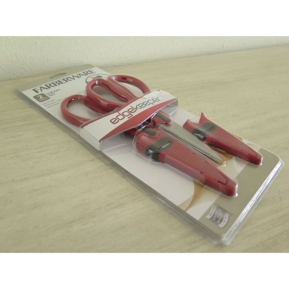 Farberware Red 2pc All-Purpose Shears Set w/Built-in Blade Sharpener - Picture 4 of 5